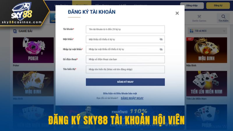 Đăng ký Sky88 tài khoản hội viên